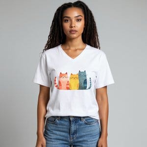 Dames T-shirt kattenprint maat XXL â schattig Cat Lover shirt, zacht & comfortabel, cadeau voor kattenliefhebbers, wasbaar 30 C