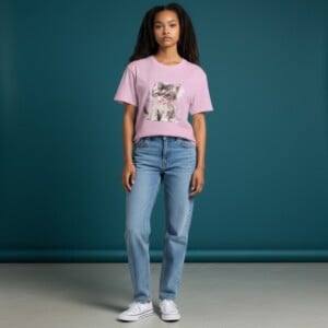 Dames T-shirt roze kattenprint  – schattig Cat Lover shirt, zacht & comfortabel, cadeau voor kattenliefhebbers