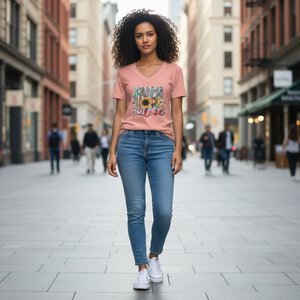 Dames t shirt Soft dusty orange- Cat Tee â Everyday Comfort Edition