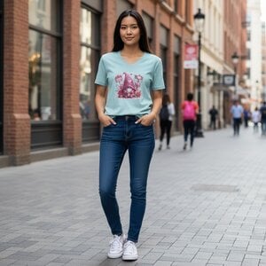 Dames t shirt Soft mist green kabouter - Cat Tee – Everyday Comfort Edition
