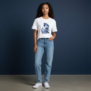 Dames T-shirt wit kattenprint maat L – schattig Cat Lover shirt, zacht & comfortabel, cadeau voor kattenliefhebbers, wasbaar 30°C