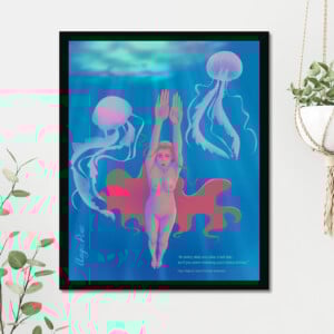 De Kleine Zeemeermin van Hans Christian Andersen - Boekillustratie 40 x 50 cm, kunstprint