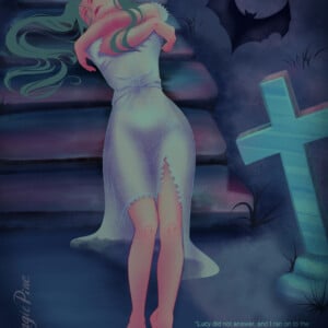 Dracula geïnspireerd kunst print 40 x 50 cm, gotische horror muurdecoratie, scène van een vampier begraafplaats, literaire poster