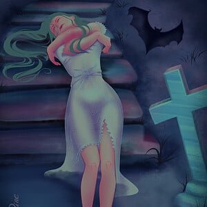 Dracula geïnspireerd kunst print 40 x 50 cm, gotische horror muurdecoratie, scène van een vampier begraafplaats, literaire poster
