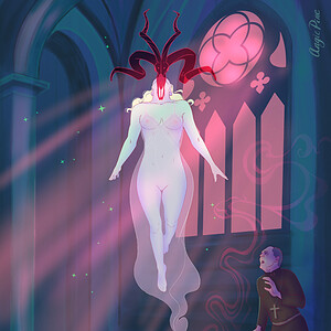 Fanart voor de horrornovelle De Viy van Nikolai Gogol, boekillustratie 40 x 50 cm, kunstprint
