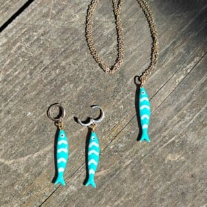 Fish ketting en oorbellen set