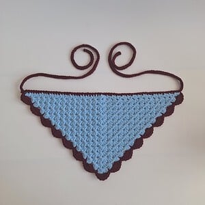 Gehaakte bandana | Lichtblauw en wijnrood
