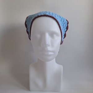 Gehaakte bandana | Lichtblauw en wijnrood