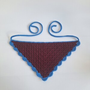 Gehaakte bandana | Wijnrood en blauw