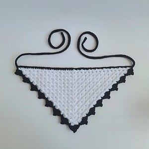 Gehaakte bandana | Wit en zwart