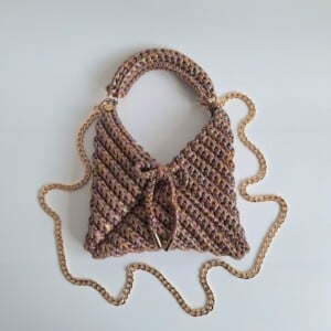 Gehaakte crossbody tas | Glitter bruin