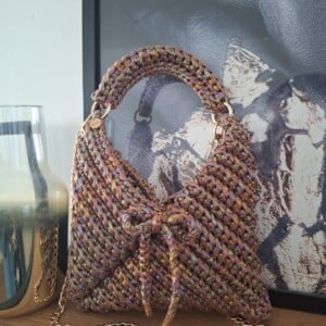 Gehaakte crossbody tas | Glitter bruin