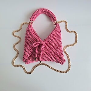 Gehaakte crossbody tas | Glitter roze