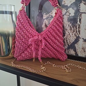 Gehaakte crossbody tas | Glitter roze