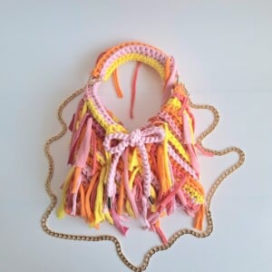 Gehaakte crossbody tas | Lichtroze, oranje en geel