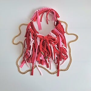 Gehaakte crossbody tas | Rood en roze
