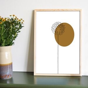 Golden Grain minimalistische graan poster A4/A5 – oker & zacht grijs | Japandi/Scandi wanddecoratie