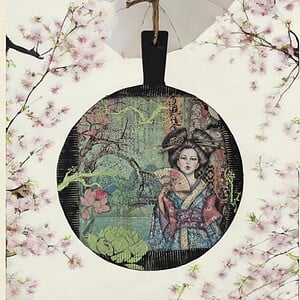 Houten wand bord rond Yuka