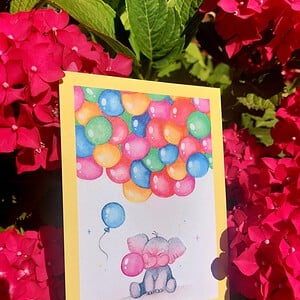 Kinder verjaardag kaart Olifanten balonnen