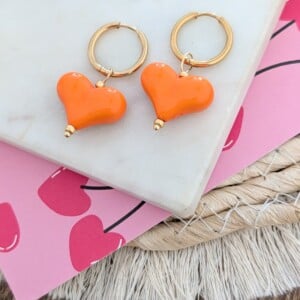 Koningsdag oorbellen hart