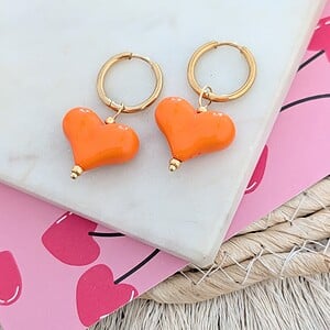 Koningsdag oorbellen hart