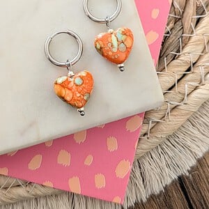 Koningsdag oorbellen hart zilver