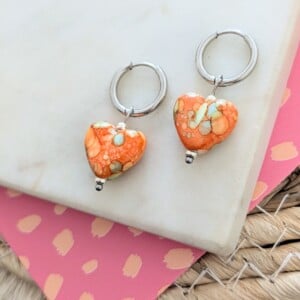 Koningsdag oorbellen hart zilver