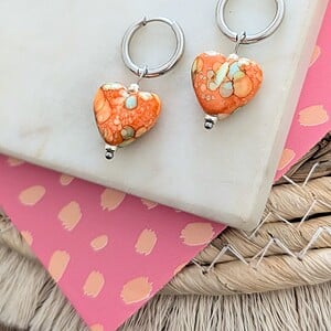 Koningsdag oorbellen hart zilver