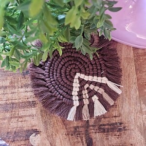 Macramé onderzetter bruin