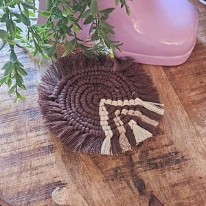 Macramé onderzetter bruin