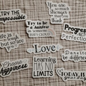 Motiverende quote stickerset, engelse set 10 stuks