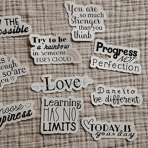 Motiverende quote stickerset, engelse set 10 stuks