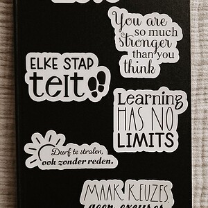 Motiverende quote stickerset, mix engels/nederlands set van 20 stuks