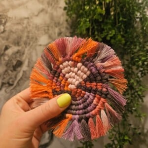 Multicolor macramé coaster