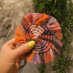 Multicolor macramé coaster