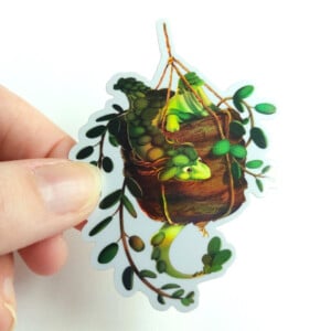 Plantendraak sticker holografisch 4.7x9 cm (1.85x3.45 inch)