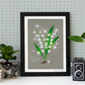 Poster lelietje van dalen met spookjes A4 21x29,7cm