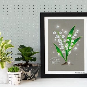 Poster lelietje van dalen met spookjes A4 21x29,7cm