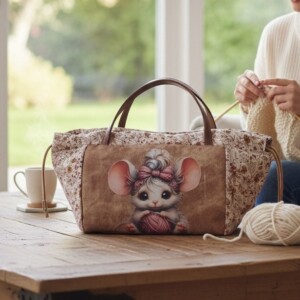 Projecttas muis – breitas & haaktas – garen tas met vakken – handwerktas katoen