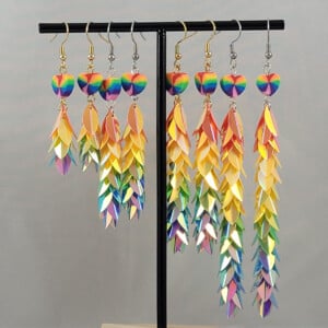 Regenboog hart holografische oorbellen