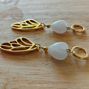 Rozenkwarts oorbellen in flesje