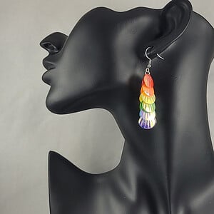 Schelp regenboog holografische oorbellen