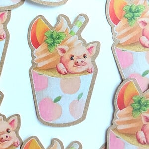 Varken cupcake kraftpapier sticker,3,9x6 cm ( 1.18x2.36 inch)