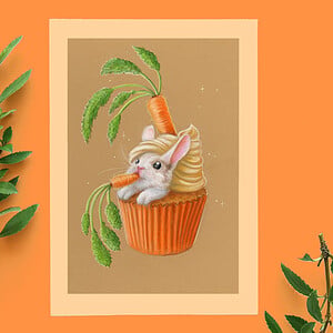 Verjaardags kaart Cupcake konijn