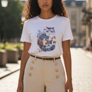 Voor de kunstzinnige kattenliefhebber – Een shirt vol persoonlijkheid