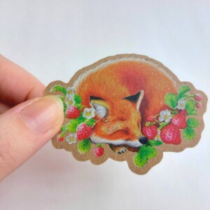 Vos aardbeien cottagecore sticker