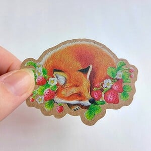 Vos aardbeien cottagecore sticker