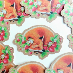Vos aardbeien cottagecore sticker