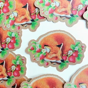 Vos aardbeien cottagecore sticker