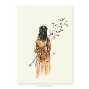 vrouw achterzijde, wenskaart 10x15cm